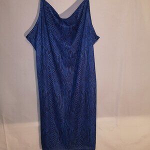 Request Ladies Size Large Blue Shoe String Strap Bathing Suit Coverup